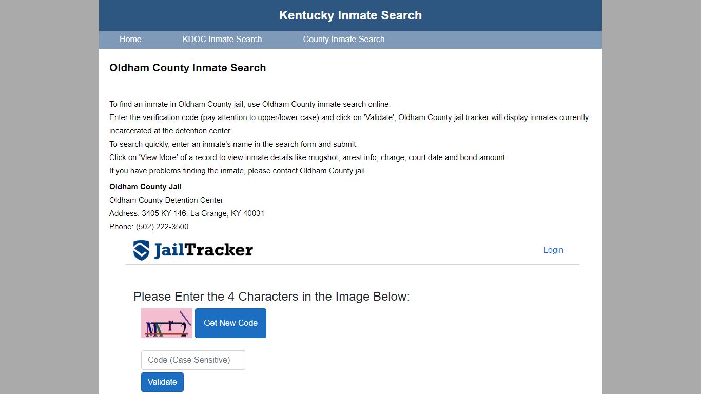 Oldham County Jail Inmate Search
